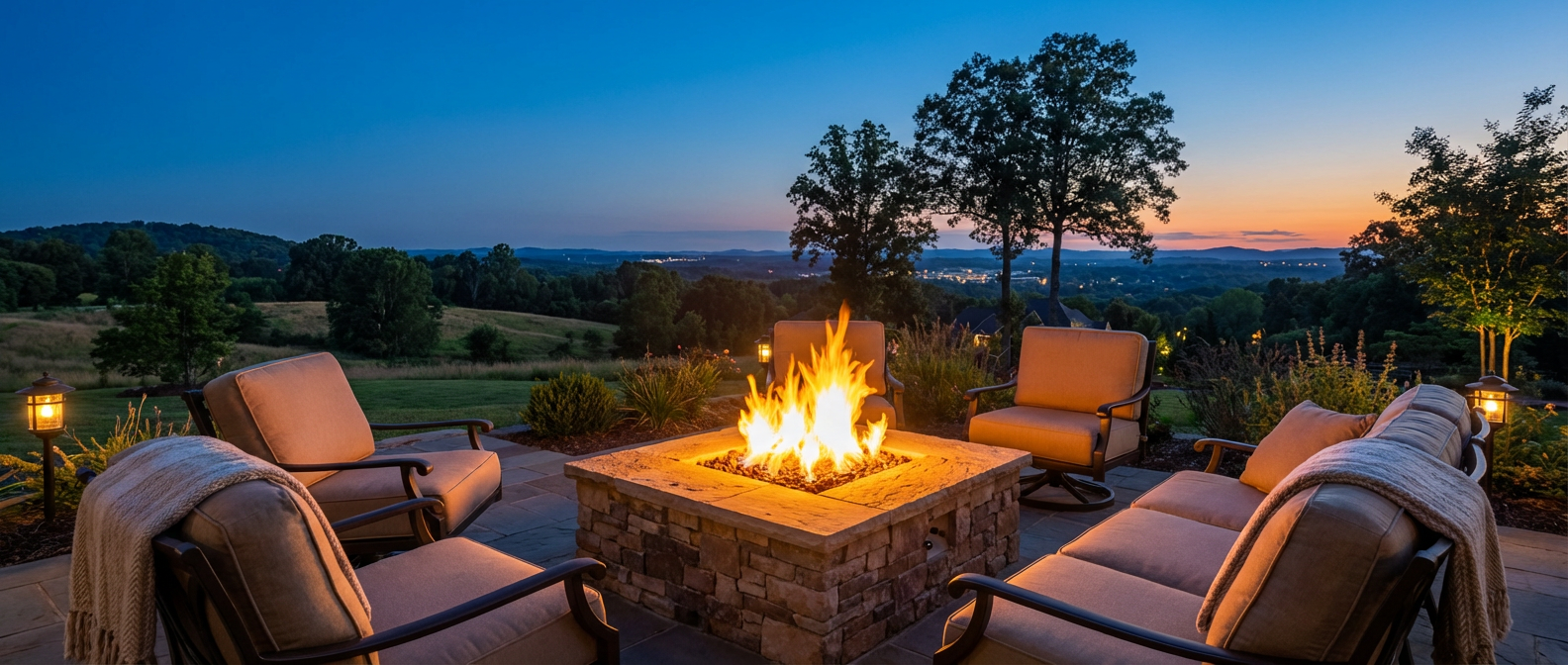 Gas Fire Pits by Elevation Landscapes in Upstate South Carolina