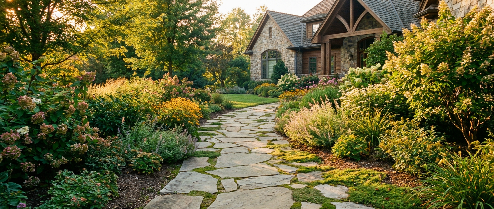Custom Stone Pathways by Elevation Landscapes in Upstate South Carolina