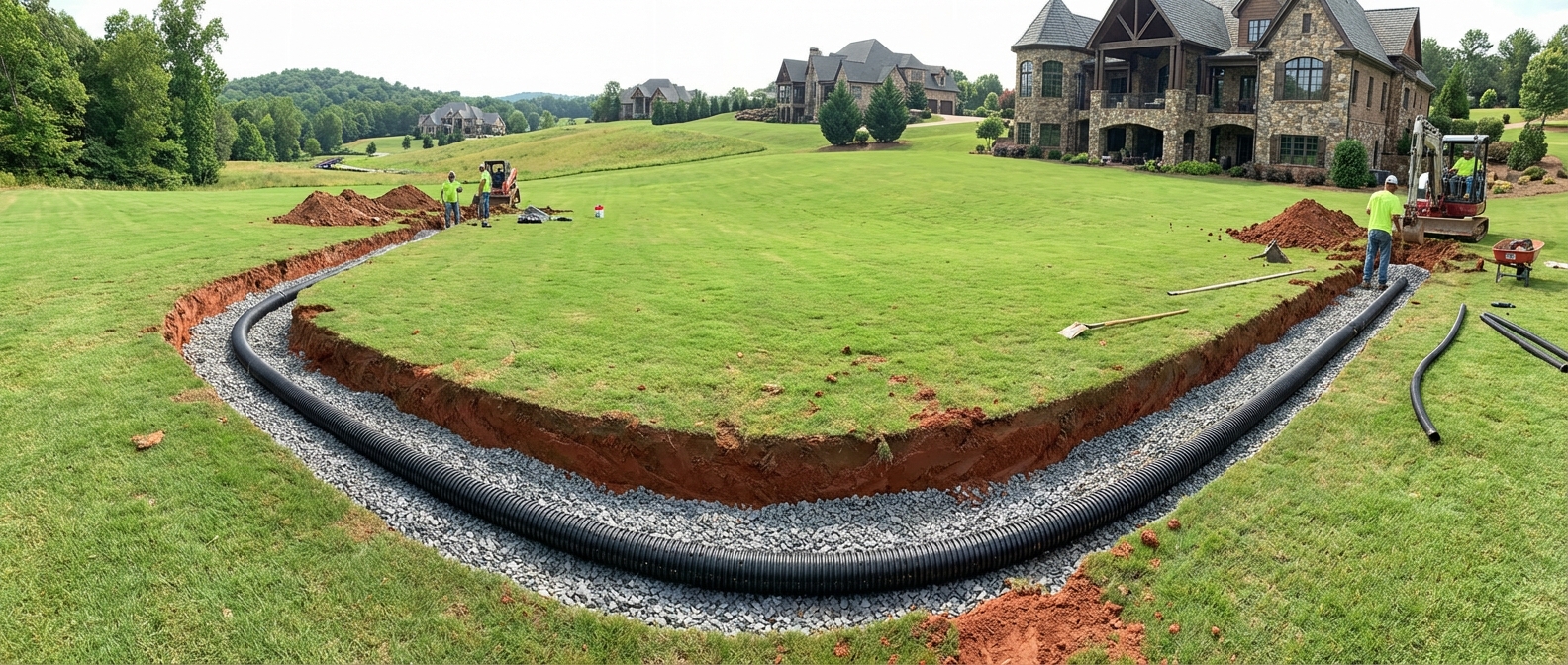 Underground Drainage by Elevation Landscapes in Upstate South Carolina