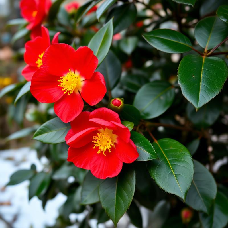 Yuletide Camellia (Camellia sasanqua 'Yuletide') — Flowering Shrub for Upstate SC